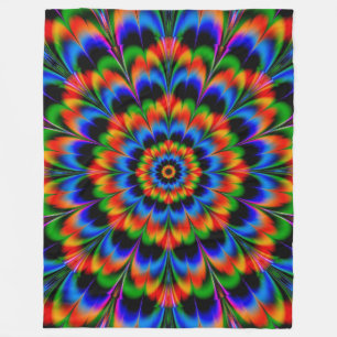 Red Blue Green Fraktal Blume Fleecedecke