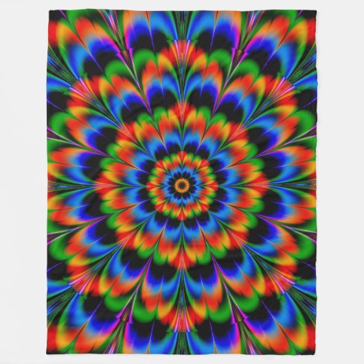 Red Blue Green Fraktal Blume Fleecedecke (Vorderseite)