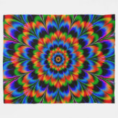 Red Blue Green Fraktal Blume Fleecedecke (Vorderseite (Horizontal))