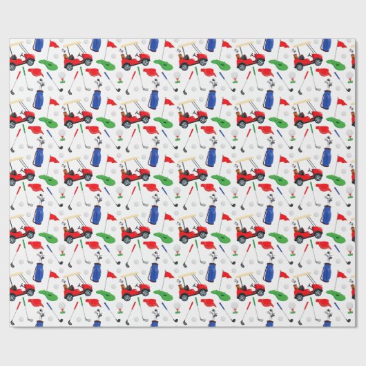 Red Blue & Green Golf Geschenkpapier (Flach)