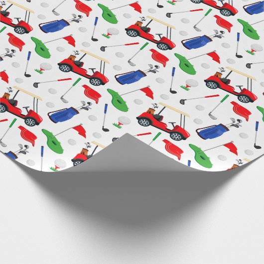 Red Blue & Green Golf Geschenkpapier (Ecke)