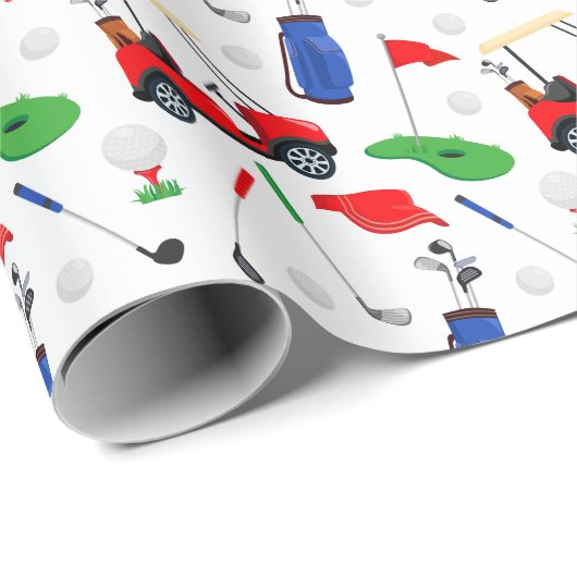 Red Blue & Green Golf Geschenkpapier (Rolleneckpunkt)