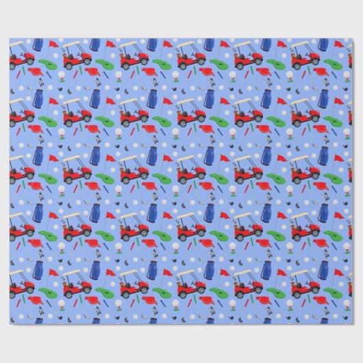 Red Blue & Green Golf Geschenkpapier (Flach)