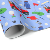 Red Blue & Green Golf Geschenkpapier (Rolleneckpunkt)