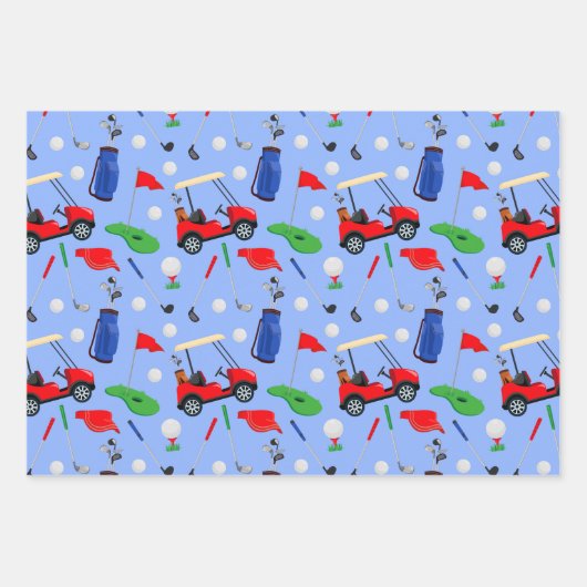 Red Blue & Green Golf Geschenkpapier Set (Vorderseite 2)