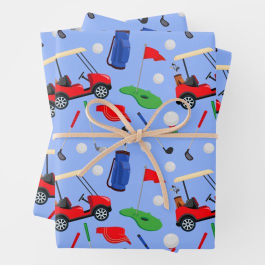 Red Blue & Green Golf Geschenkpapier Set (Beispiel)