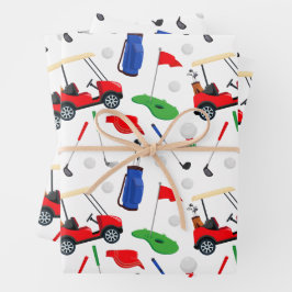 Red Blue & Green Golf Geschenkpapier Set