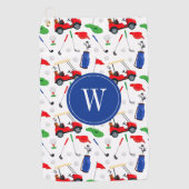 Red Blue & Green Golf Monogram Golfhandtuch (Vorderseite)