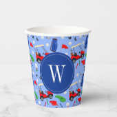 Red Blue & Green Golf Monogram Pappbecher (Vorderseite)