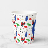 Red Blue & Green Golf Monogram Pappbecher (Rechts)