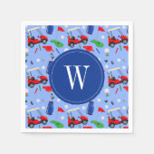 Red Blue & Green Golf Monogram Serviette (Vorderseite)