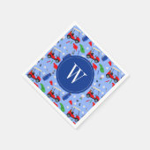 Red Blue & Green Golf Monogram Serviette (Ecke)