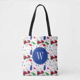 Red Blue & Green Golf Monogram Tasche