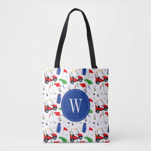 Red Blue & Green Golf Monogram Tasche (Vorderseite)