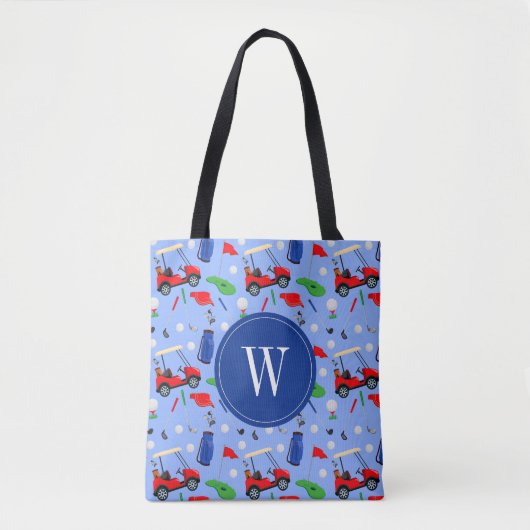 Red Blue & Green Golf Monogram Tasche (Vorderseite)