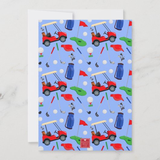 Red Blue & Green Golf Party Einladung (Rückseite)