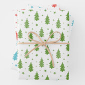 Red Blue Green Matching Weihnachtsbaummuster Geschenkpapier Set (Beispiel)