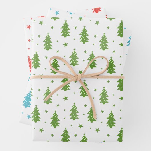 Red Blue Green Matching Weihnachtsbaummuster Geschenkpapier Set (Beispiel)