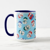 Red Blue Green Niedlich Snowmen Wasserfarben Muste Tasse (Links)