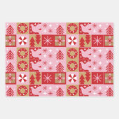 Red Blue Green Pink Brown Weihnachtsmuster Geschenkpapier Set (Vorderseite 3)