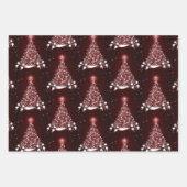 Red Blue & Green Silver Tree Motif Geschenkpapier Set (Vorderseite)