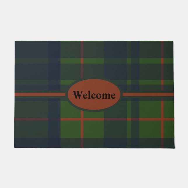 Red Blue Green Tartan Kariert Scottish Kariert Doo Fußmatte (Vorderseite)