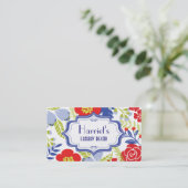 Red Blue Green Vintag Floral Muster Visitenkarte (Stehend Vorderseite)