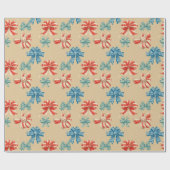 Red, Blue, Green, White Bow Pattern Geschenkpapier (Flach)