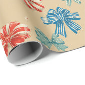 Red, Blue, Green, White Bow Pattern Geschenkpapier (Rolleneckpunkt)