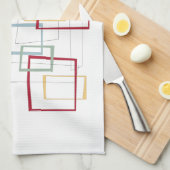 Red Blue Green Yellow Squares Mitte des Jahrhunder Geschirrtuch (Viertel Falte)