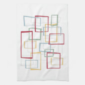 Red Blue Green Yellow Squares Mitte des Jahrhunder Geschirrtuch (Vertikal)