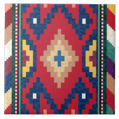 Red Blue Green Yellow White Oriental Kilim Rug Fliese (Vorderseite)