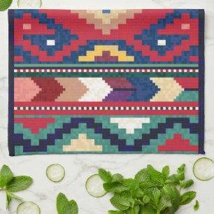 Red Blue Green Yellow White Oriental Kilim Rug Geschirrtuch