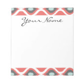 Red Blue Grey Geometric Ikat Tribal Print Pattern Notizblock (Vorderseite)