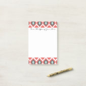 Red Blue Grey Geometric Ikat Tribal Print Pattern Post-it Klebezettel (Auf Schreibtisch)