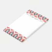 Red Blue Grey Geometric Ikat Tribal Print Pattern Post-it Klebezettel (angewinkelt)