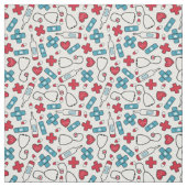 Red Blue Hearts Krankenschwester Doktormuster Stoff (Muster)