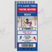 Red&blue Hockey Goalie Ticket Party Einladung (Vorne/Hinten)