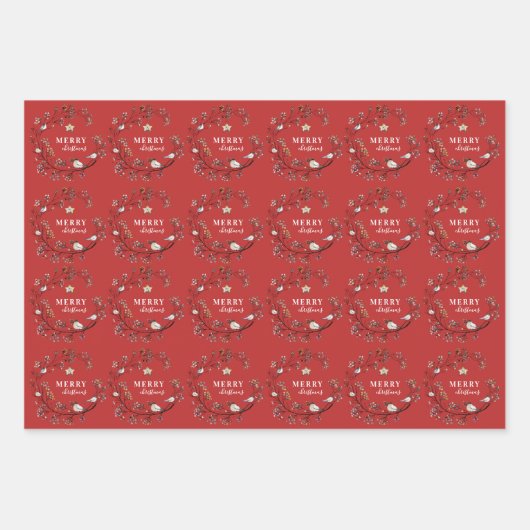 Red Blue Ice Winter Weihnachtsbaum Wreath Holiday Geschenkpapier Set (Vorderseite 3)