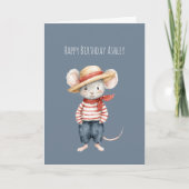 Red Blue Jeans Mouse Birthday Karte (Vorderseite)