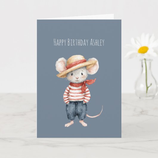 Red Blue Jeans Mouse Birthday Karte (Kleine Pflanze)