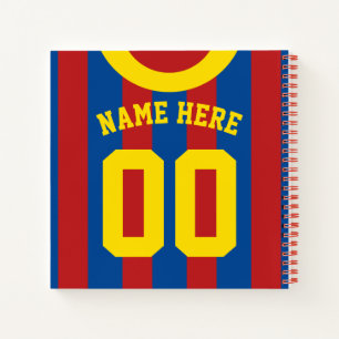 Red & Blue Jersey Template Notebook Soccer Rugby Notizblock