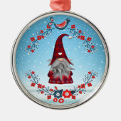 Red & Blue Kariert Gnome - Skandinavier Kranz Ornament Aus Metall (Vorne)