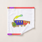 Red Blue Kids Choo Choo Zug Badhandtuch Set (Waschlappen)