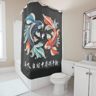 Red & Blue Koi Prosperity Yang Duschvorhang
