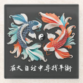 Red & Blue Koi Prosperity Yang Glasuntersetzer (Vorderseite)