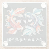 Red & Blue Koi Prosperity Yang Glasuntersetzer (Rückseite)