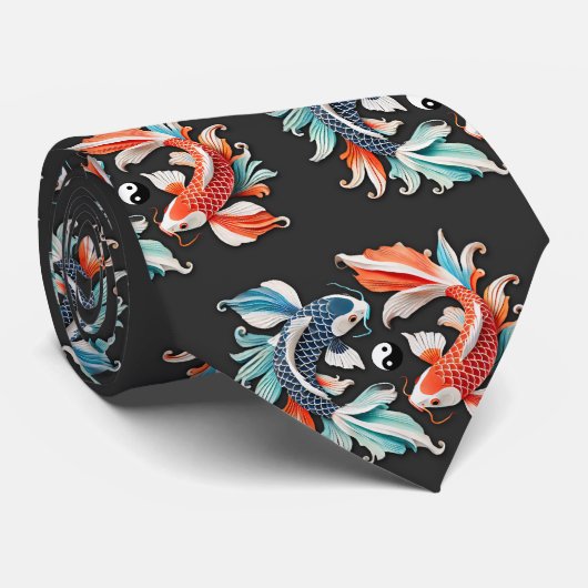 Red & Blue Koi Prosperity Yang Krawatte (Gerollt)