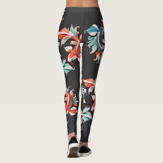 Red & Blue Koi Prosperity Yang Leggings (Rückseite)