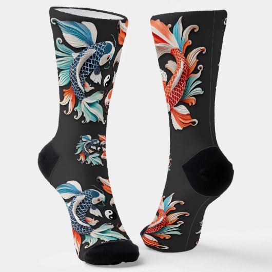 Red & Blue Koi Prosperity Yang Socken (Gewinkelt)